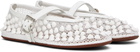 ALAÏA White Studs Fishnet Ballerina Flats