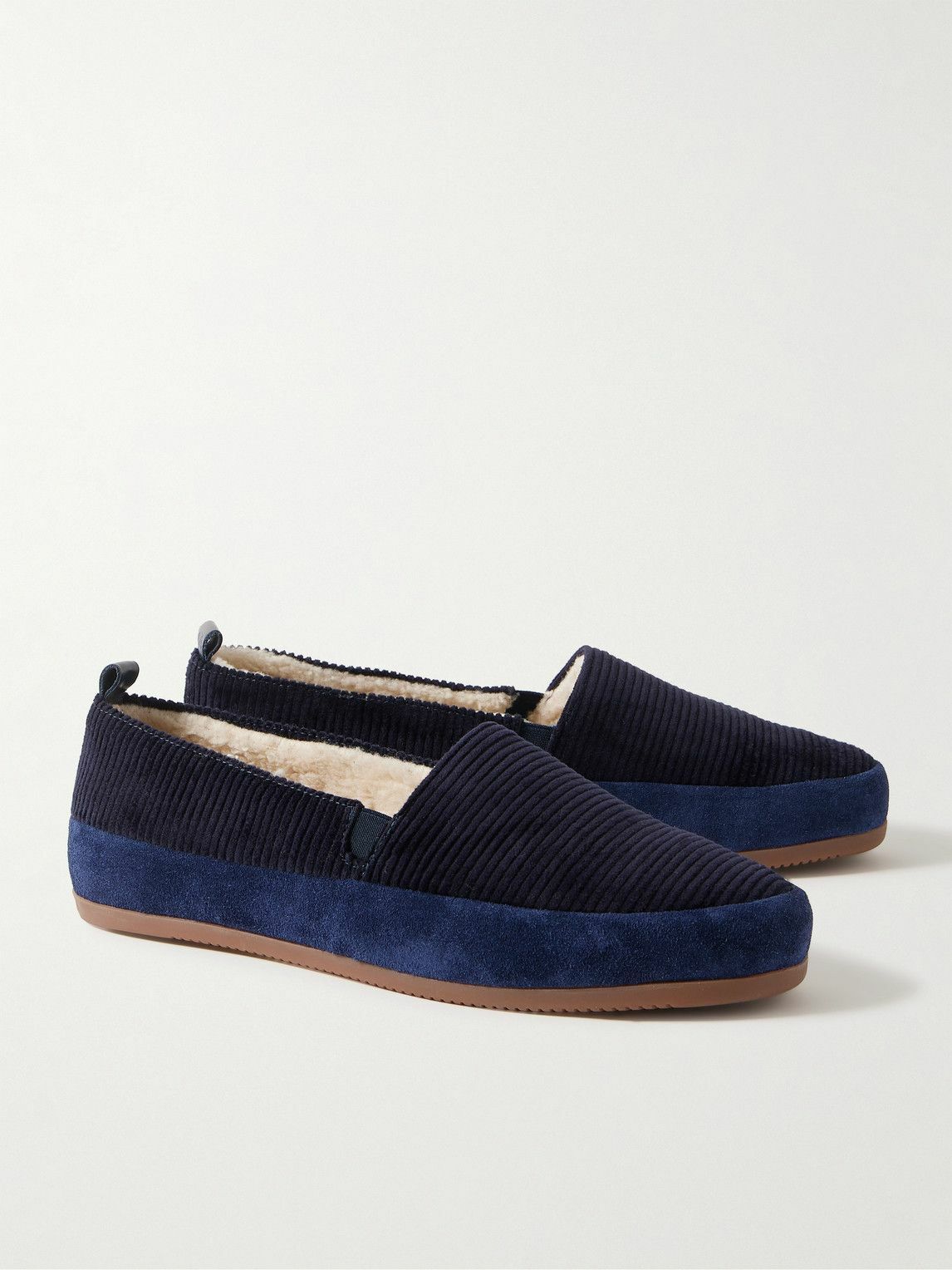 Mulo 10 Shearling-Lined Suede-Trimmed Wool Loafers Mulo - Shearling-Lined Suede-Trimmed Wool Loafers - Brown Mulo main image 3