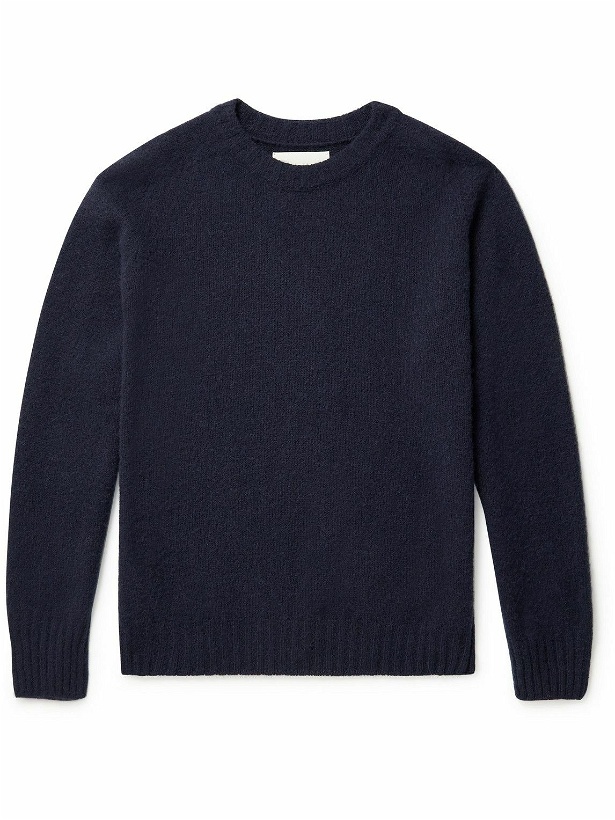Photo: Kestin - Brushed Shetland Wool Sweater - Blue