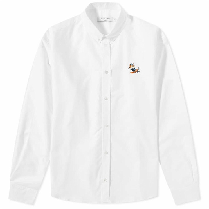 Photo: Maison Kitsuné Men's Dressed Fox Patch Relaxed Shirt in White