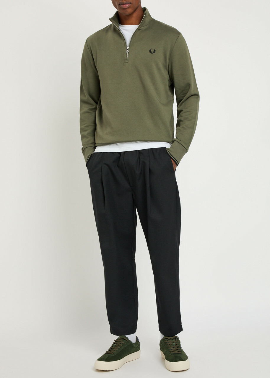 Fred Perry Half-zip Cotton Sweatshirt Green
