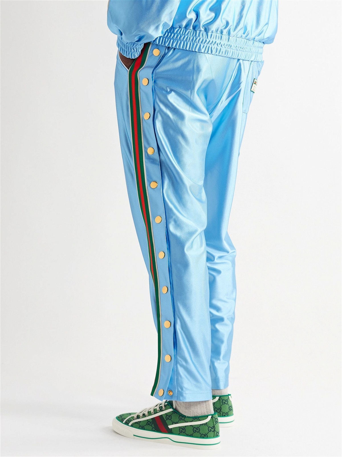 Blue GG-jacquard cotton-terry track pants, Gucci