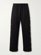 Les Tien - Wide-Leg Fleece-Back Cotton-Jersey Sweatpants - Black