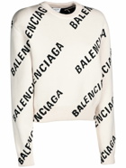 BALENCIAGA Logo Cotton Blend Knit Crewneck Sweater