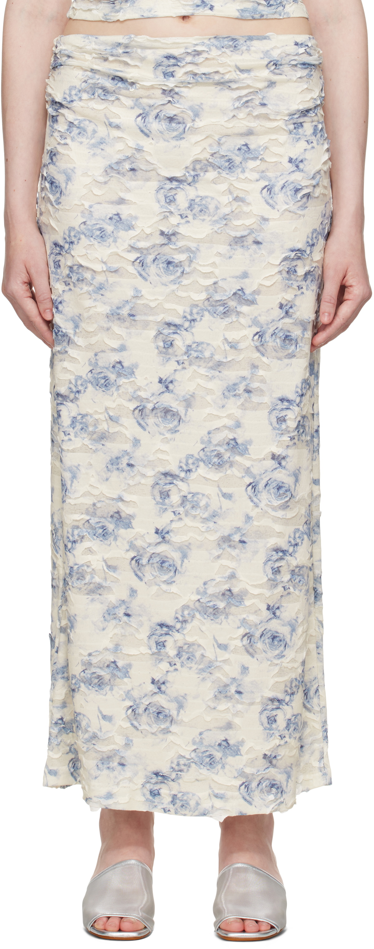 BEC + BRIDGE Off-White & Blue Riva Maxi Skirt