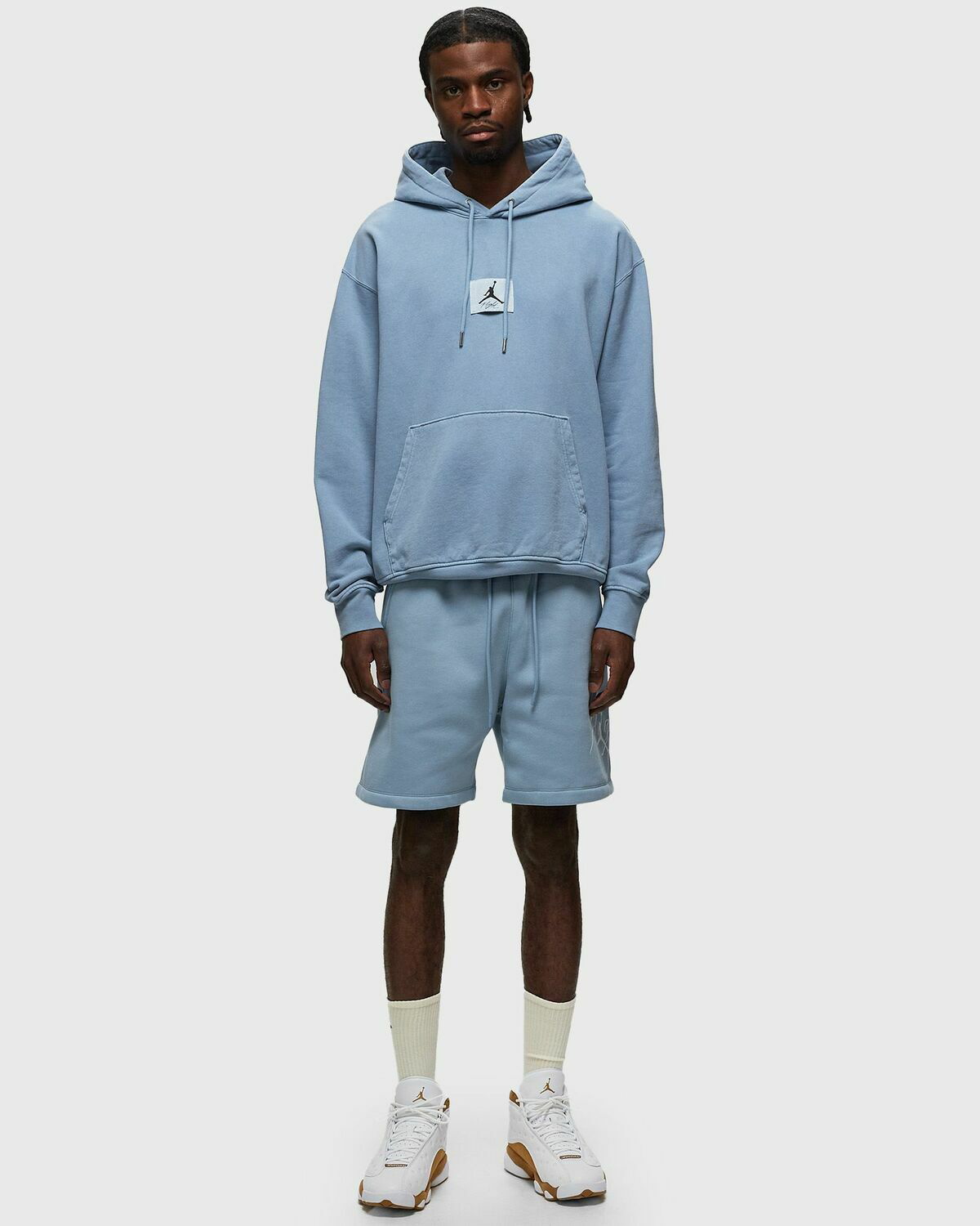 Jordan Essentials Statement Fleece Washed Pullover Hoodie Blue