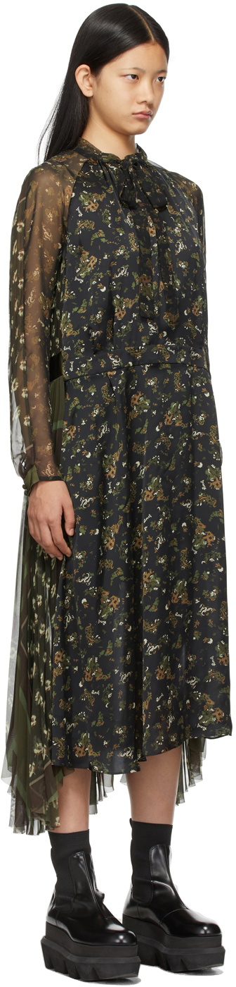 sacai floral-print midi dress - Black