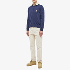 Maison Kitsuné Men's Chillax Fox Patch Adjusted R-Neck Cardigan in Navy Melange