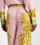 Versace Printed silk twill wide-leg pants