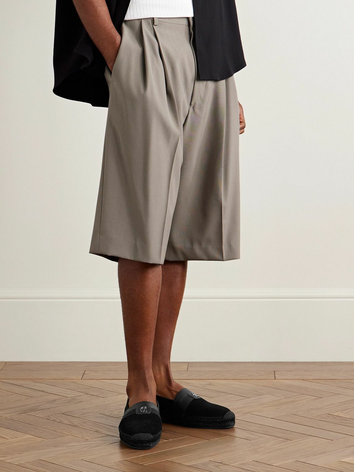 Christian Louboutin - Alfarica Logo-Embellished Leather and Grosgrain-Trimmed Suede Espadrilles - Black