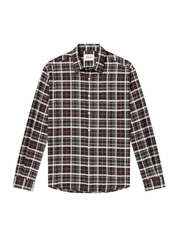 Photo: NN07 - Deon 50037 Checked Woven Organic Cotton Shirt - Brown
