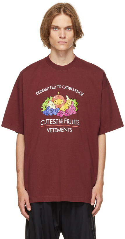 Photo: VETEMENTS Burgundy 'Cutest Of The Fruits' T-Shirt