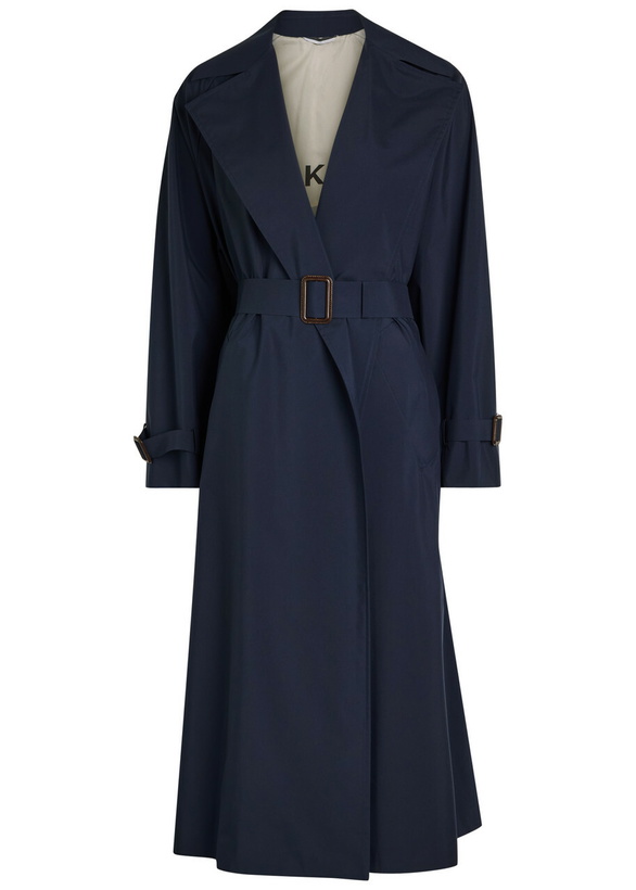 Photo: Weekend Max Mara Fatto Belted Cotton Trench Coat Dark Blue