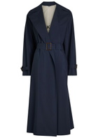 Weekend Max Mara Fatto Belted Cotton Trench Coat Dark Blue