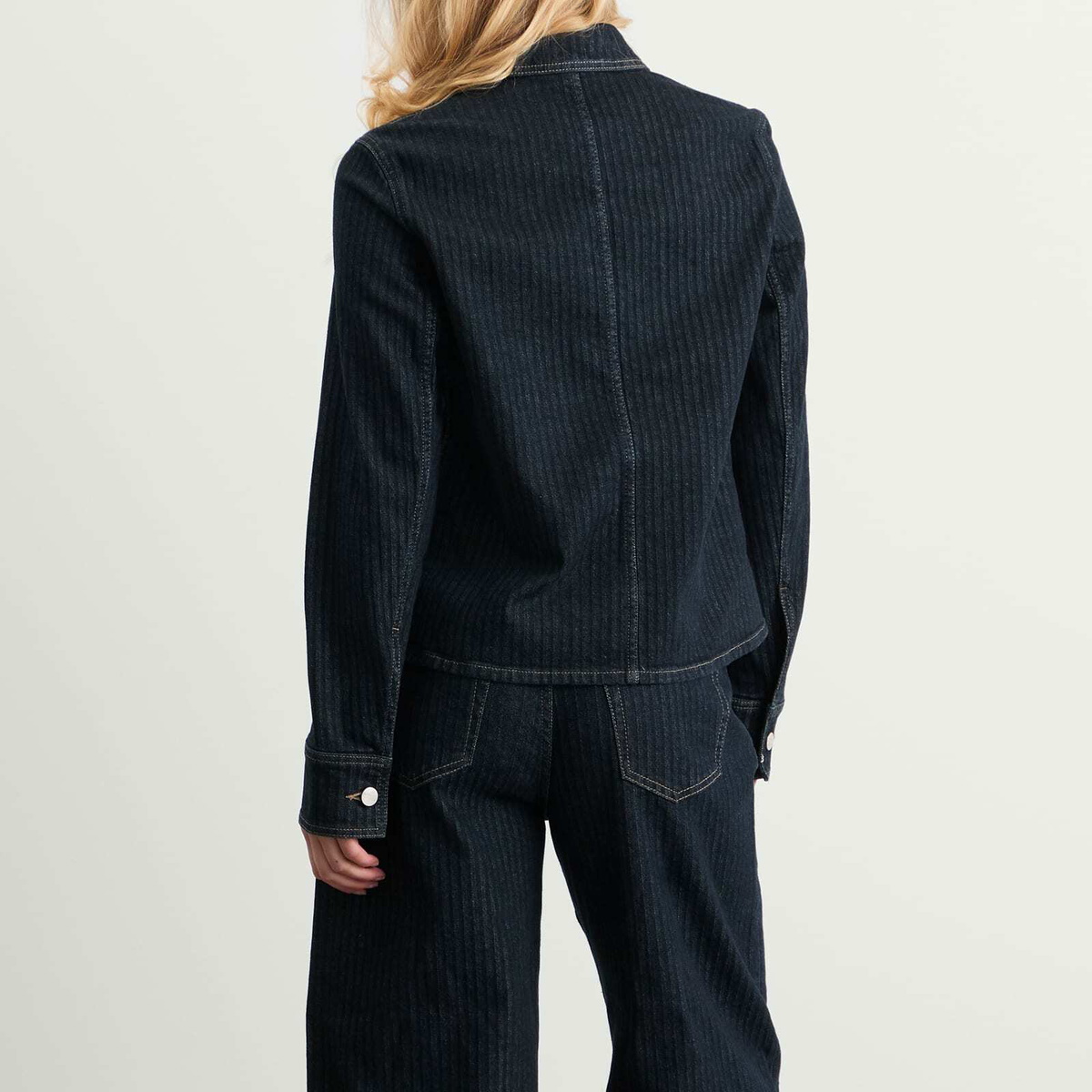 Closed Women's Striped Denim Jacket in Dark Blue