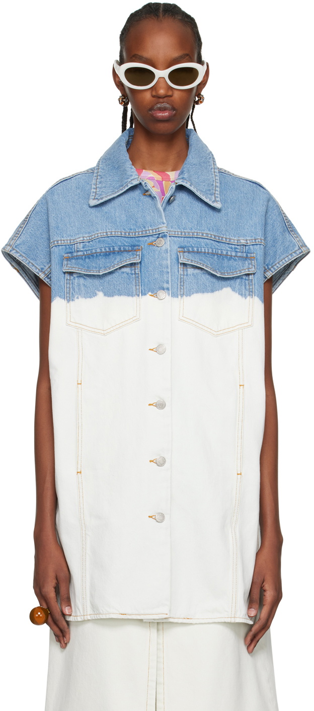 Dries Van Noten SSENSE Exclusive Blue & Off-White Vassie Denim Vest Dries  Van Noten