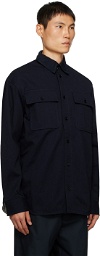 Jil Sander Navy Spread Collar Denim Shirt