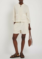 Moncler Logo-appliquéd Layered Bouclé Cardigan Cream