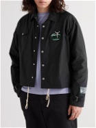 Reese Cooper® - Appliquéd Embroidered Shell Coach Jacket - Black