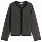Beams Boy Women's China Trim Cardigan in Charcoal Grey
