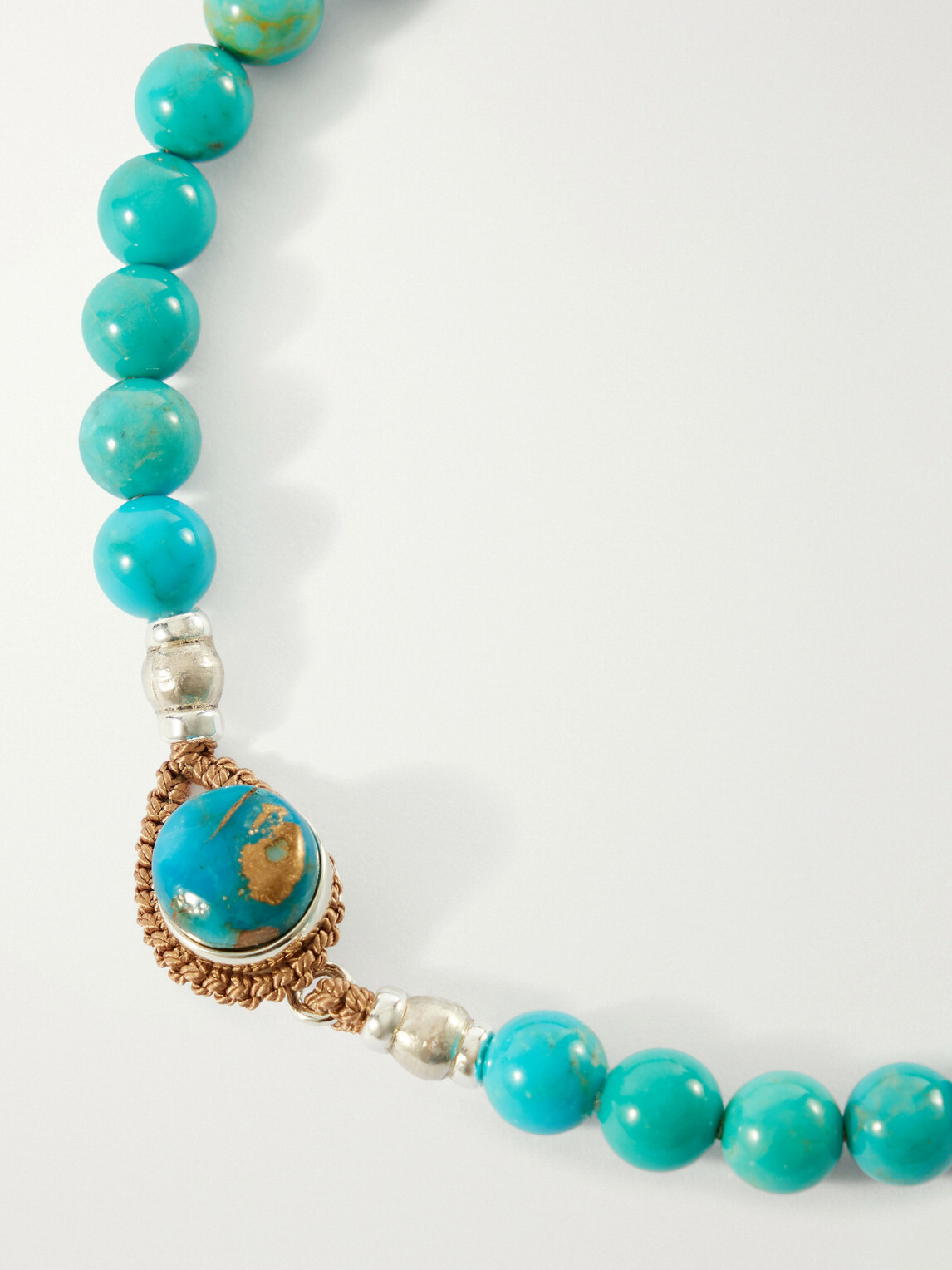 Mikia - Circle 8 Sterling Silver, Turquoise and Shell Beaded Bracelet - Blue