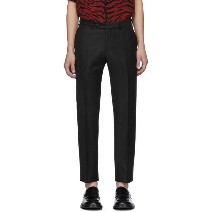 Eidos Black Mohair and Wool Dress Trousers