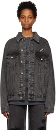 We11done Black Oversized Denim Jacket