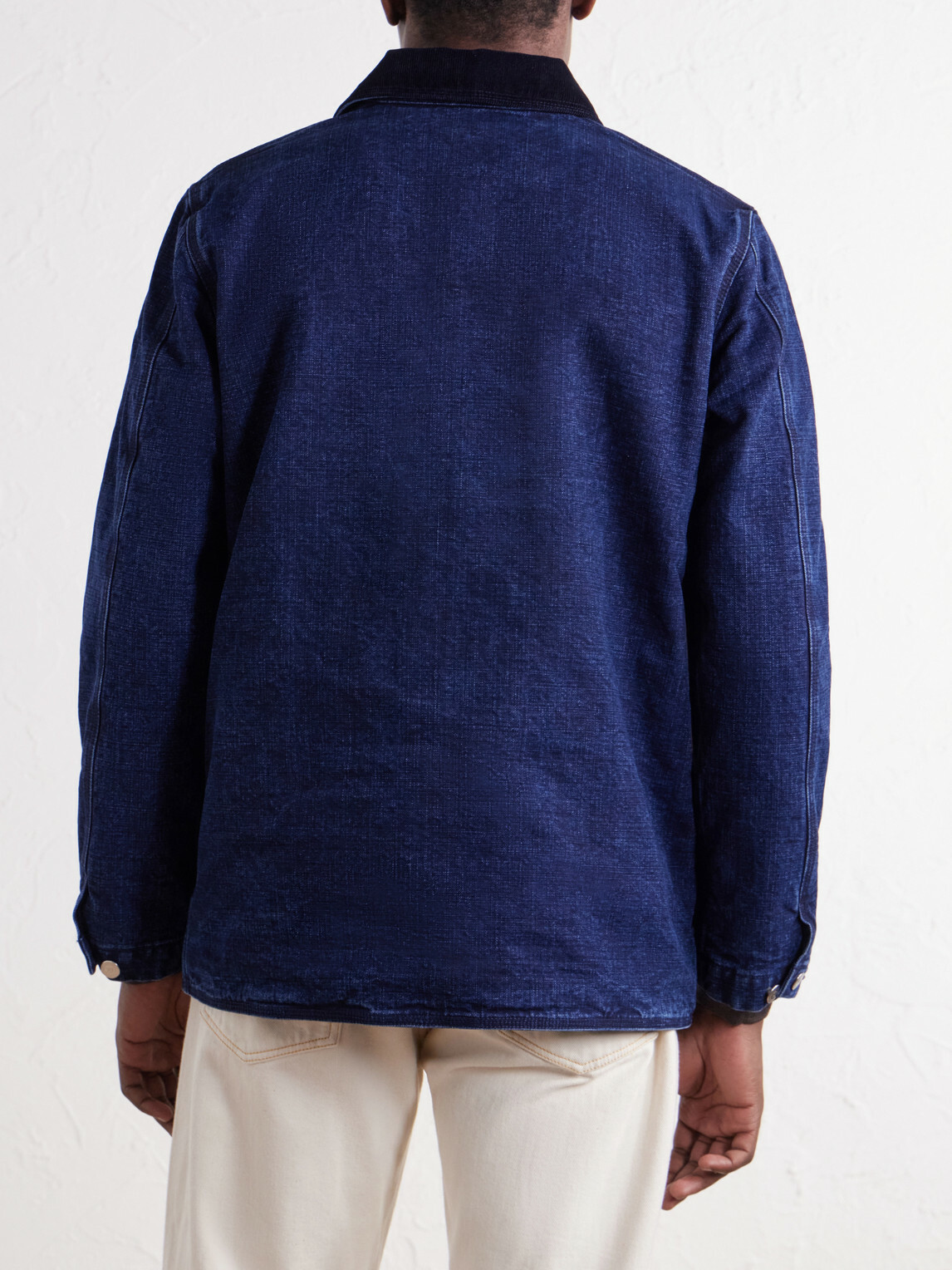 Drake's - Corduroy-Trimmed Denim Chore Jacket - Blue