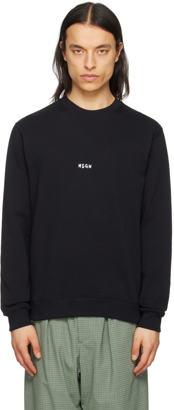 MSGM Black Solid Color Sweatshirt MSGM