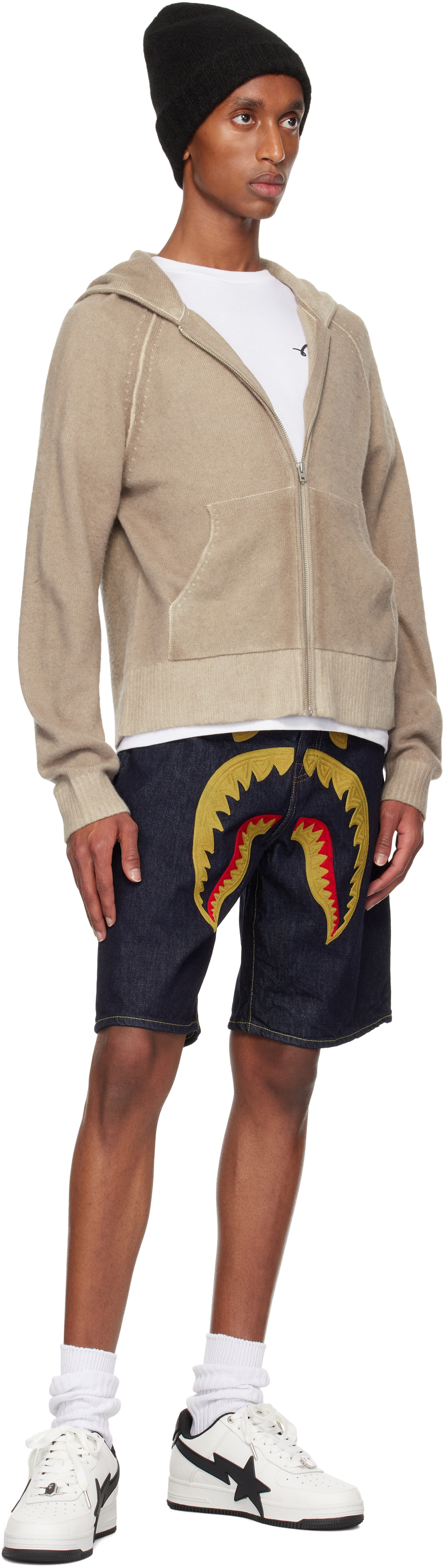 BAPE Navy Shark Denim Shorts A Bathing Ape