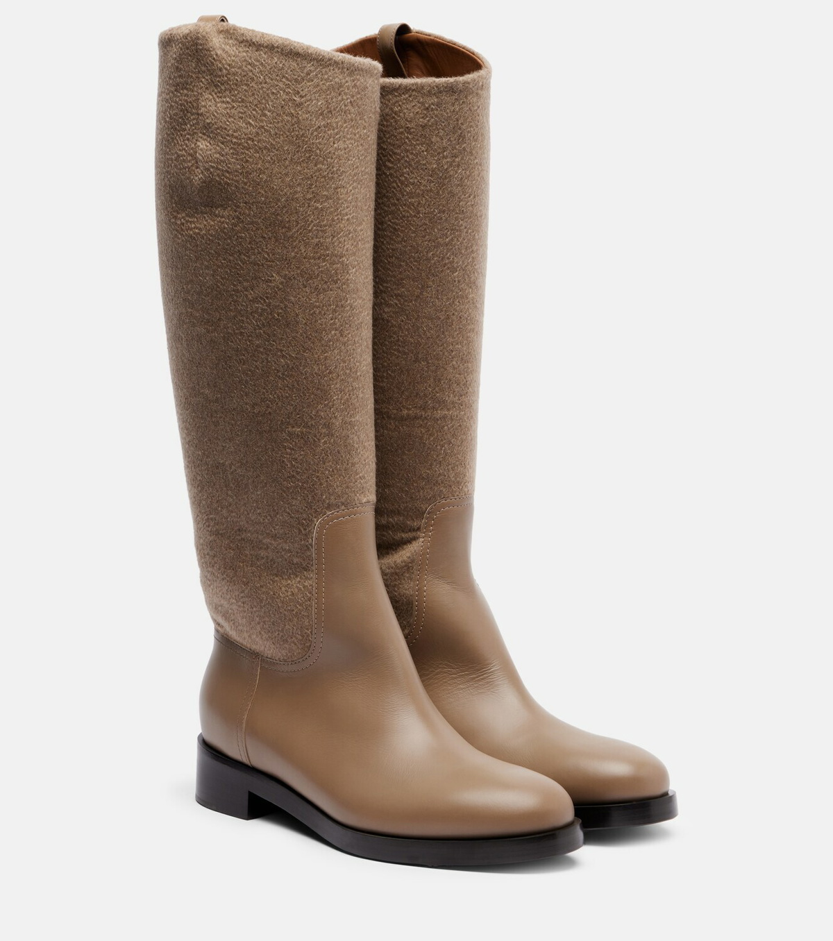 Max Mara Cashmere and leather knee-high boots