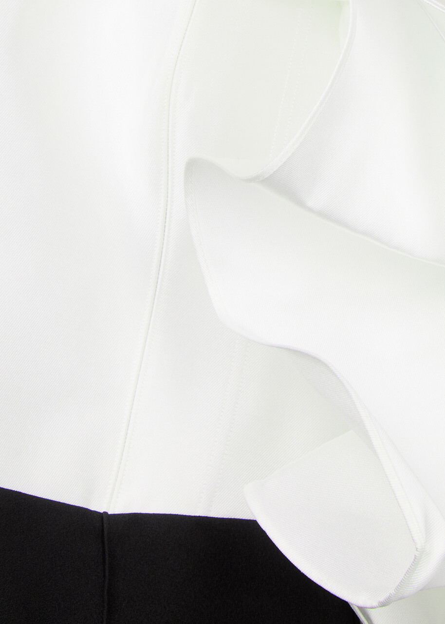 Solace London Hana Ruffled Satin and Crepe Jumpsuit Black