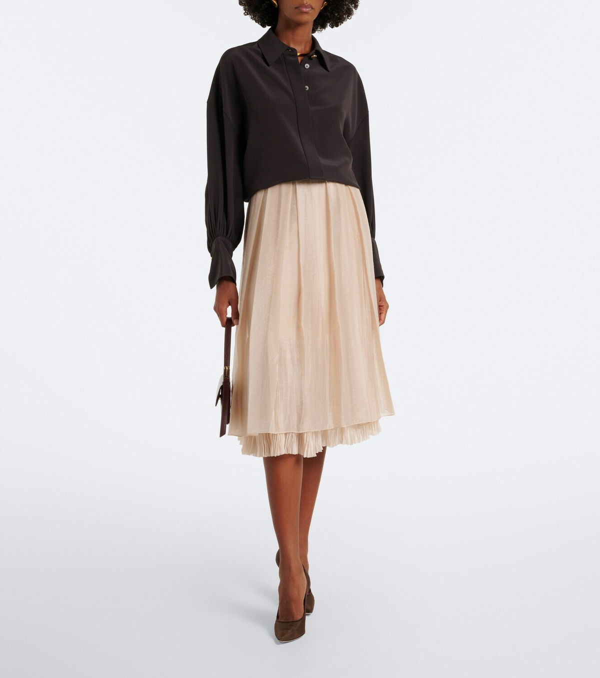 Vince Layered pleated midi skirt