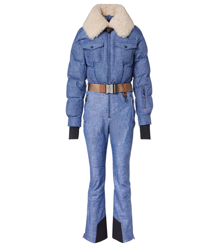 Photo: Moncler Grenoble Belted shearling-trimmed down ski suit