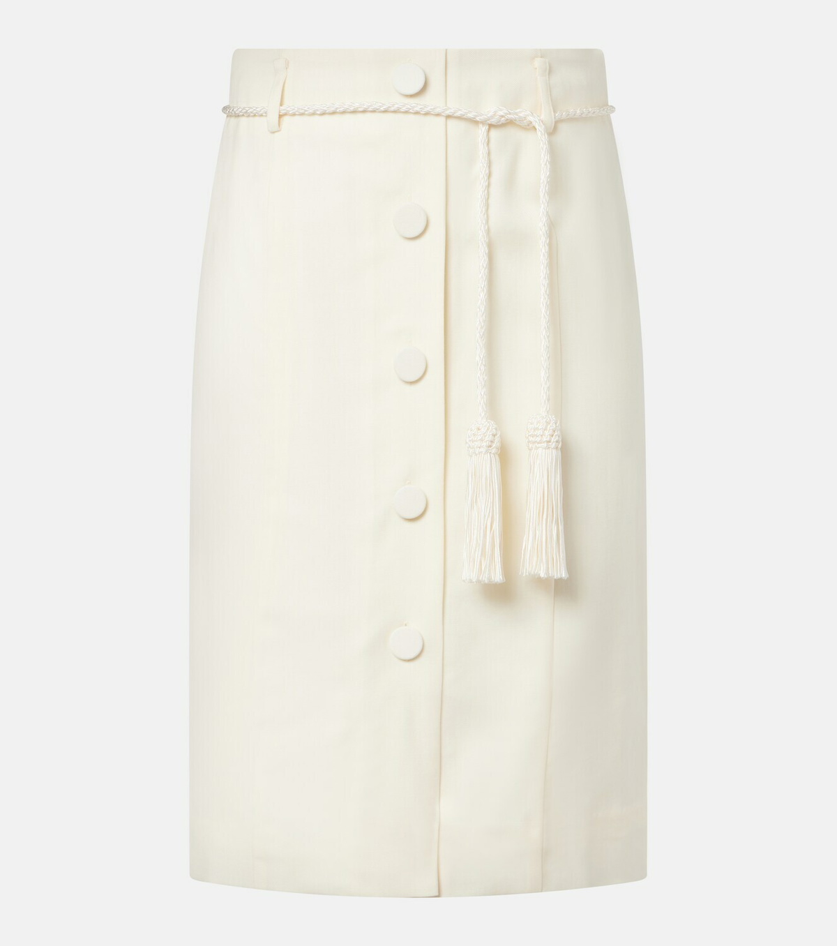 Posse Elspeth belted wool midi skirt