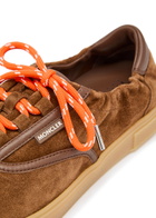 Moncler Vera Leisure Leather-trim Suede Sneakers Brown