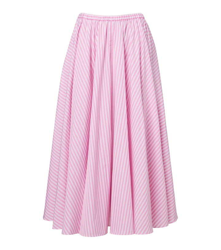 Photo: Patou Pleated striped cotton poplin midi skirt