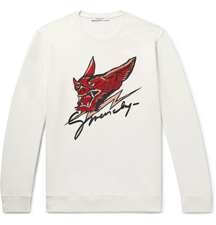 Photo: Givenchy - Printed Loopback Cotton-Jersey Sweatshirt - Men - Off-white