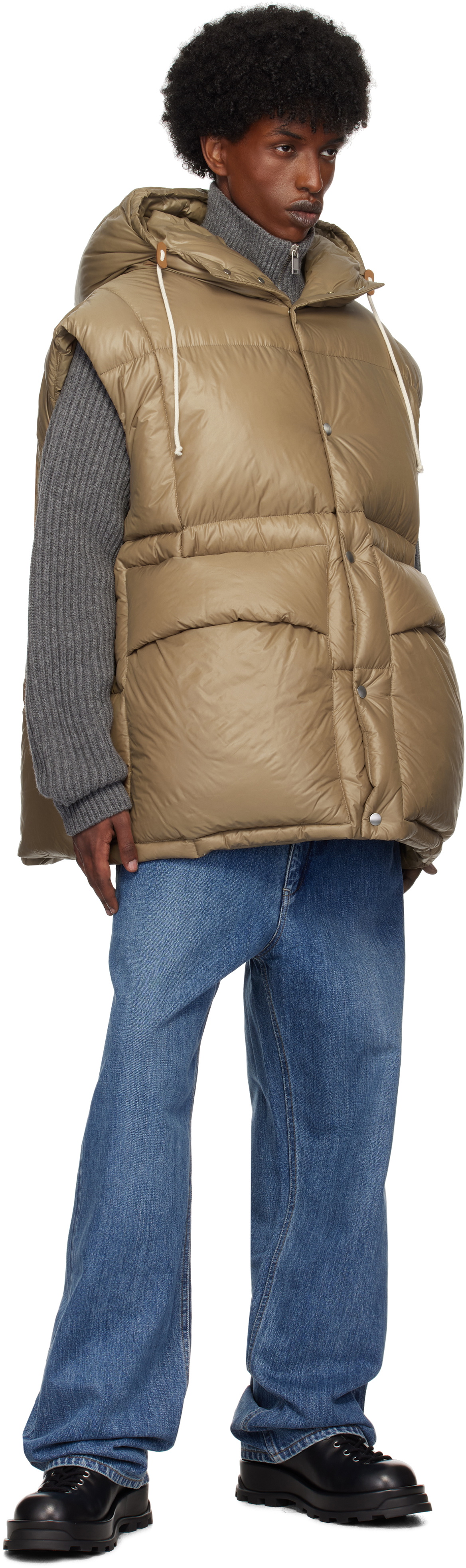 Jil Sander Brown Quilted Down Vest Jil Sander