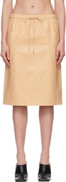 ALAÏA Beige Pencil Calfskin Midi Skirt