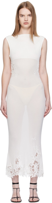 Photo: Christopher Esber White Hibiscus Embroidered Rib Midi Dress