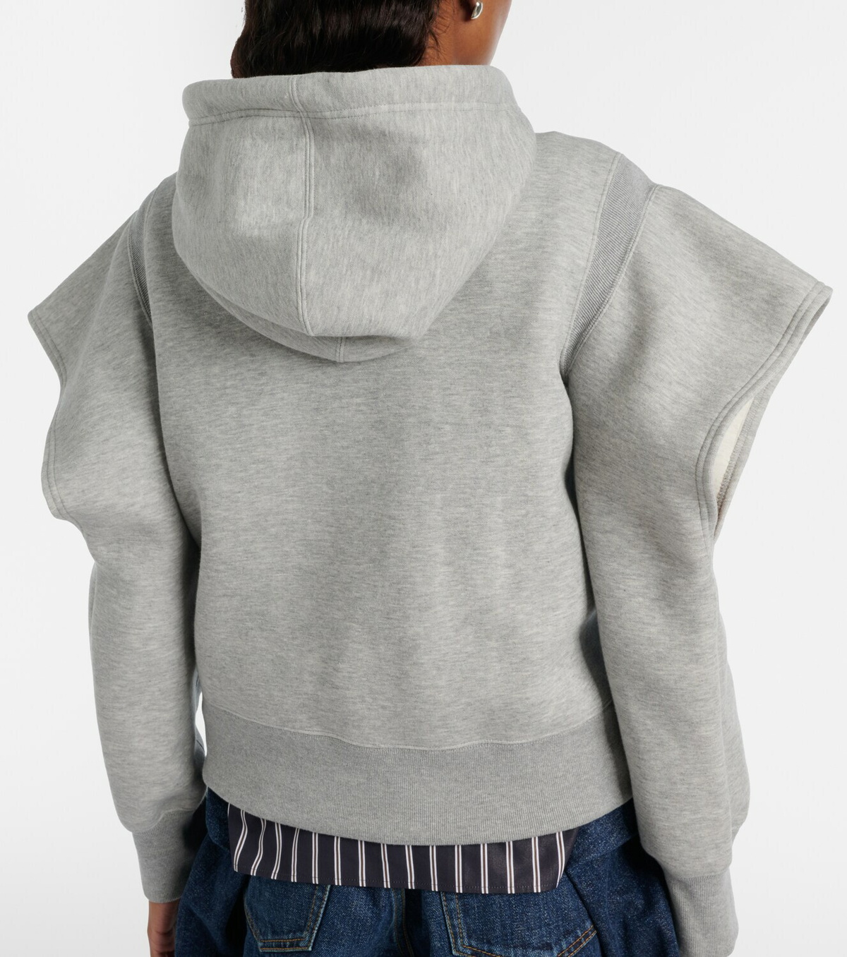 Sacai Cutout cotton-blend fleece hoodie