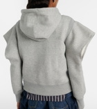 Sacai Cutout cotton-blend fleece hoodie