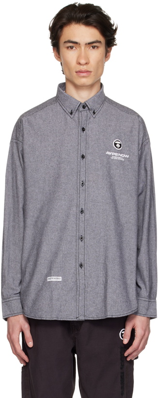 Photo: AAPE by A Bathing Ape Gray Embroidered Shirt