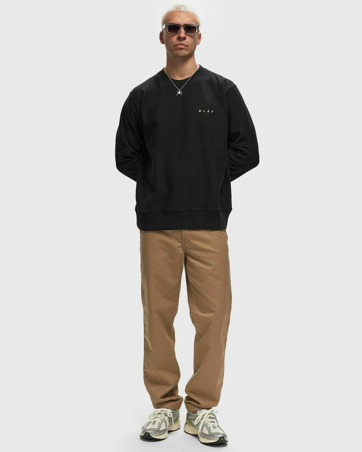 ølåf Face Crewneck Black Sweatshirts