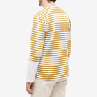 Comme des Garçons Play Men's Long Sleeve Stripe Contrast Sleeve Te in Olive/White