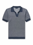 Thom Sweeney - Birdseye Cotton and Linen-Blend Polo Shirt - Blue