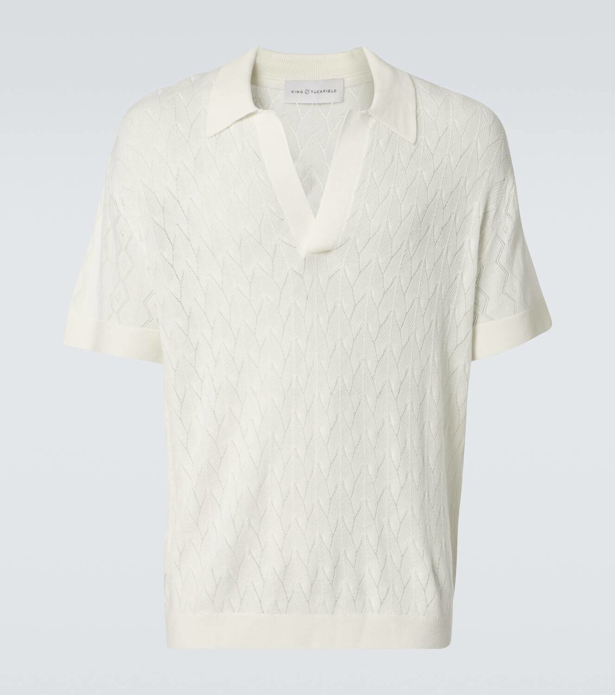 King & Tuckfield Open-knit wool polo sweater