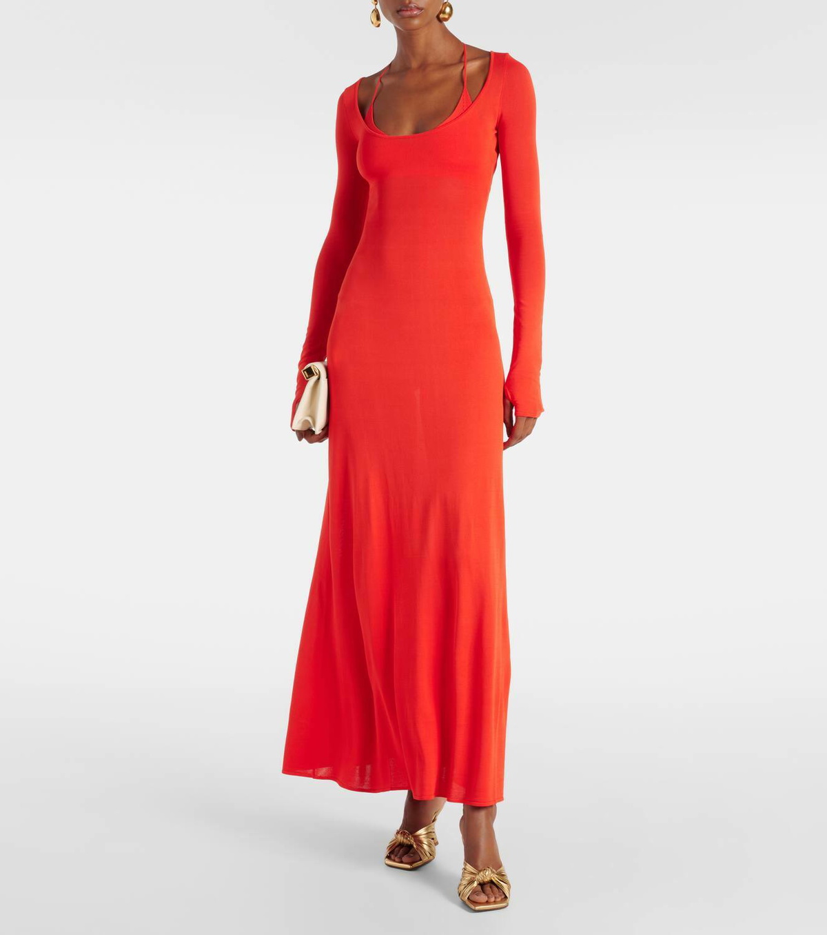 open lace back dress Sir The Label Lupita Shaped Midi Dress In Ruby Red main image 1