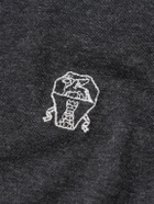 Brunello Cucinelli - Logo-Embroidered Cotton-Jersey T-Shirt - Gray
